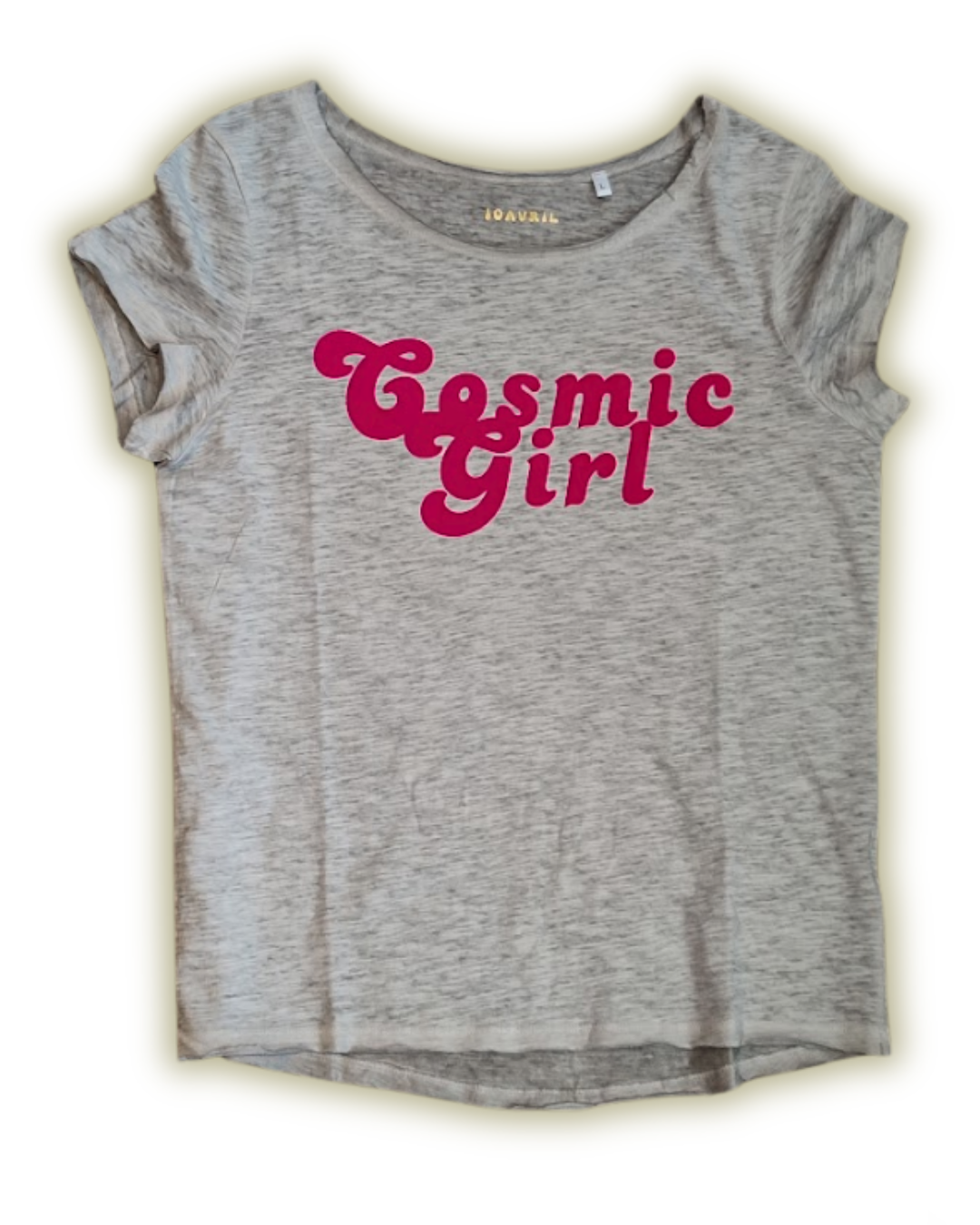 T-shirt à manches courtes coton gris chiné - Cosmic Girl