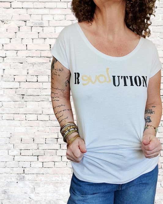 T-shirt coton blanc manches courtes - Revolution