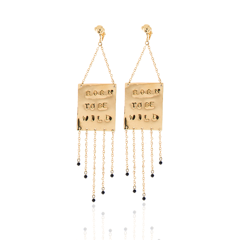 Boucles d'oreilles pierres fines & laiton doré or 18 carats - Born To Be Wild